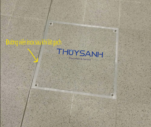 Nắp bể âm sàn lát gạch chỉ còn 1 đường chỉ inox