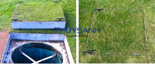Nắp hố ga trồng cỏ sân vườn, cảnh quan