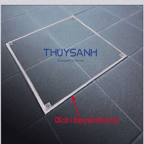  Sau khi lát gạch nắp bể ngầm chỉ còn lại một đường viền inox thẳng