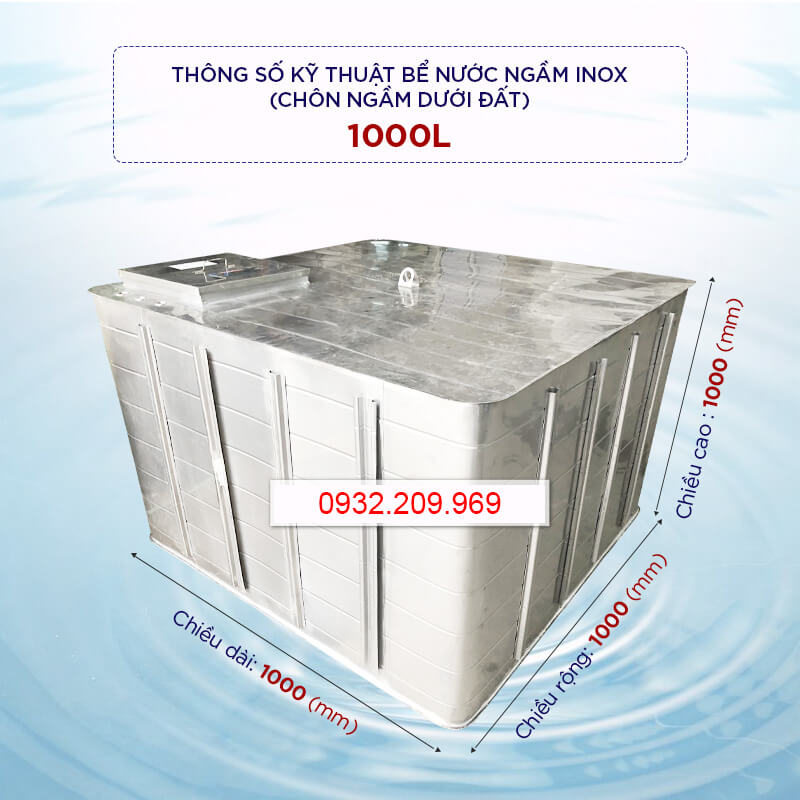 bể nước ngầm inox 1000 lít