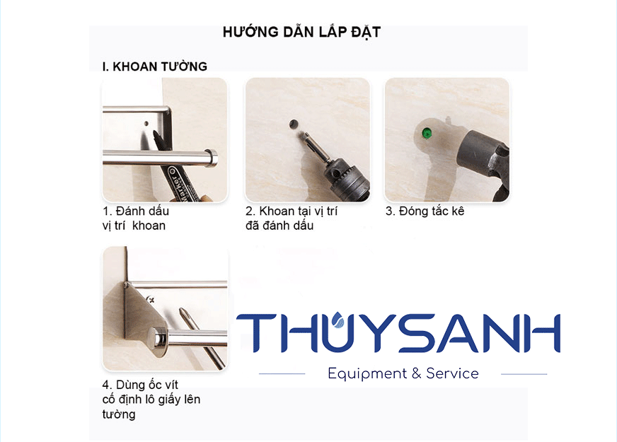 Các bước lắp đặt của lô giấy vệ sinh vuông TB0514