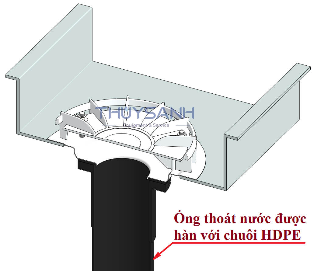 lắp đặt phễu siphonic với máng inox - 11