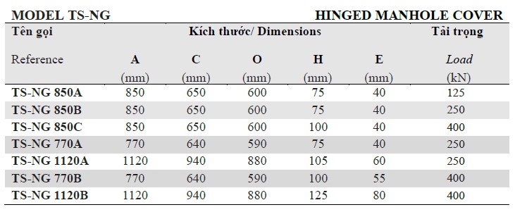 nắp hố ga có bản lề TS-NG