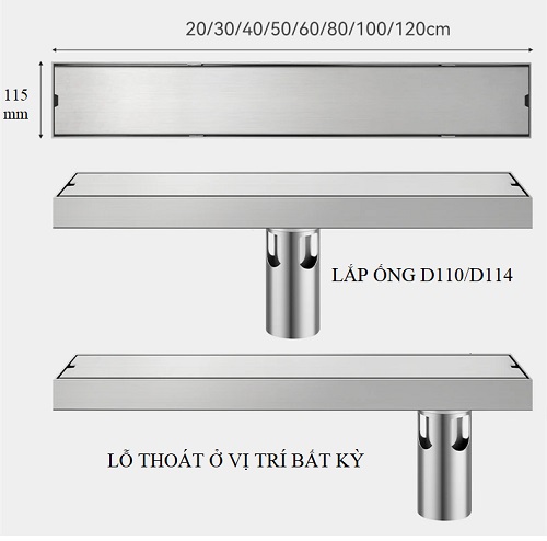 Ga thoát sàn dài lắp ống D110