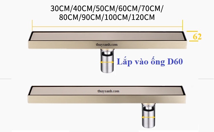 Kích thước ga thoát sàn loại dài