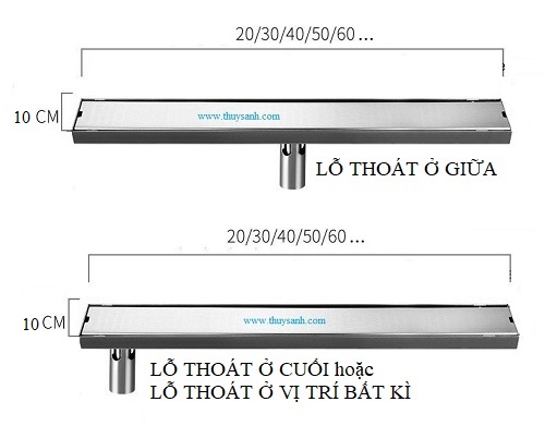 Kích thước thoát sàn dài