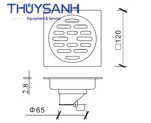 Phễu thu nước ban công lắp vào ống PVC D76, D90