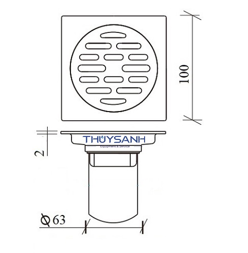 Thoát sàn lắp vào ống PVC D75,D90