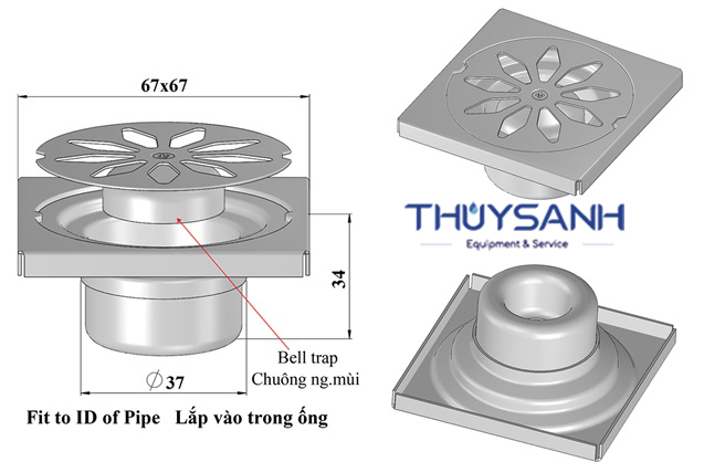 Kích thước thoát sàn D42