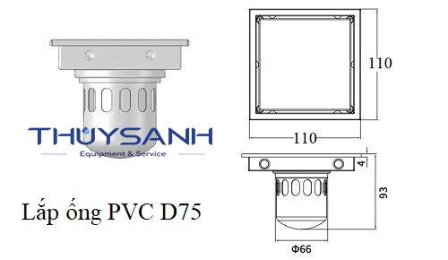 Thoát sàn lát gạch D75 