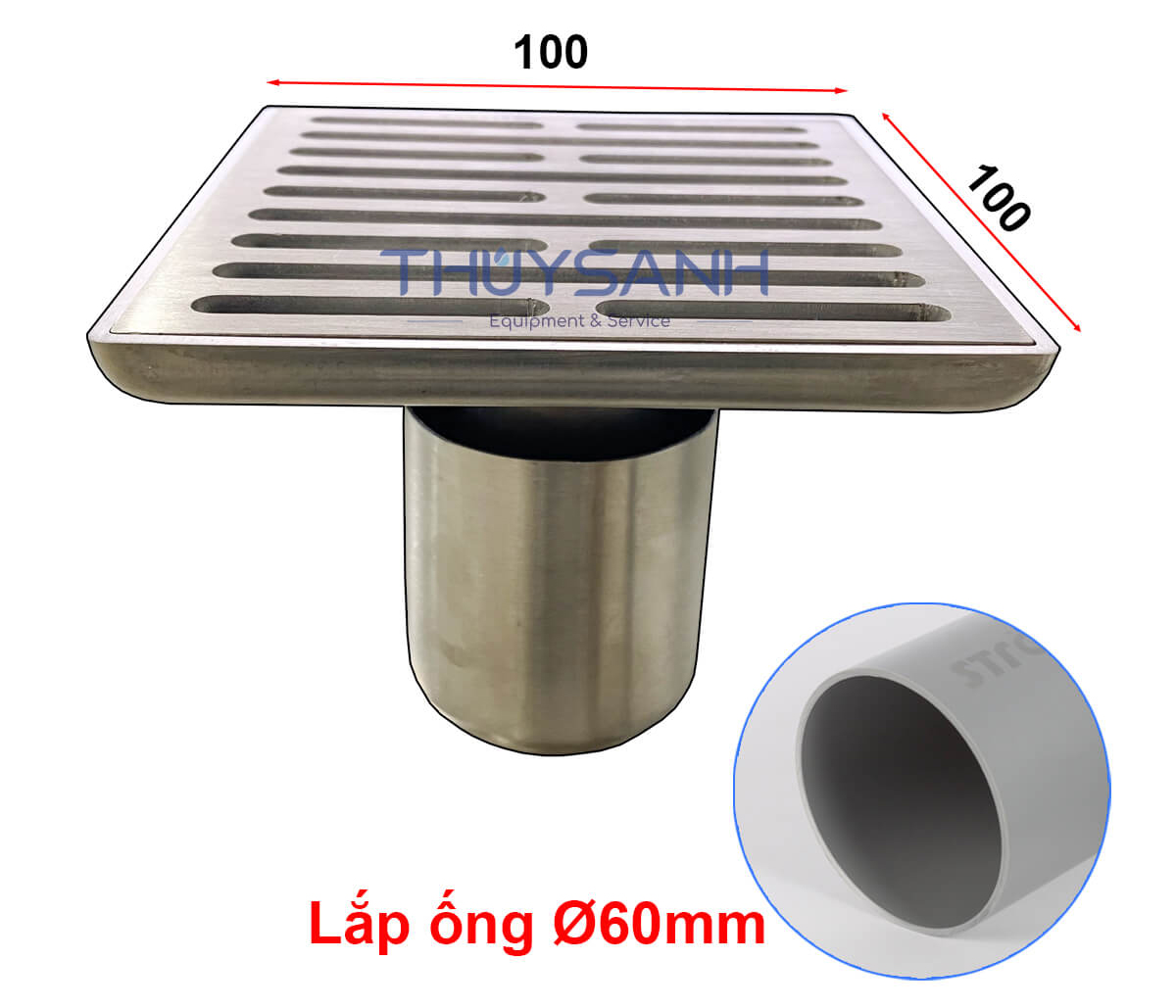 phễu thu sàn inox 304 mã F08ST-1