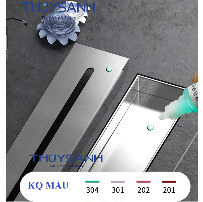 Thử nghiệm chất liệu inox 304 bằng thuốc thử