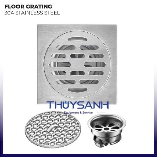 Phễu thoát sàn phi 90. Inox 304. Mặt 120x120. Ngăn mùi. F02SA-DN65/80L