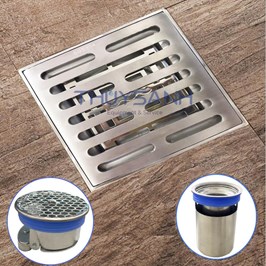 Phễu thu sàn inox 304 ngăn mùi hôi F08ST-DN50/80, mặt 100x100