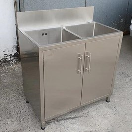 Tủ bếp inox kèm chậu rửa 2 hố